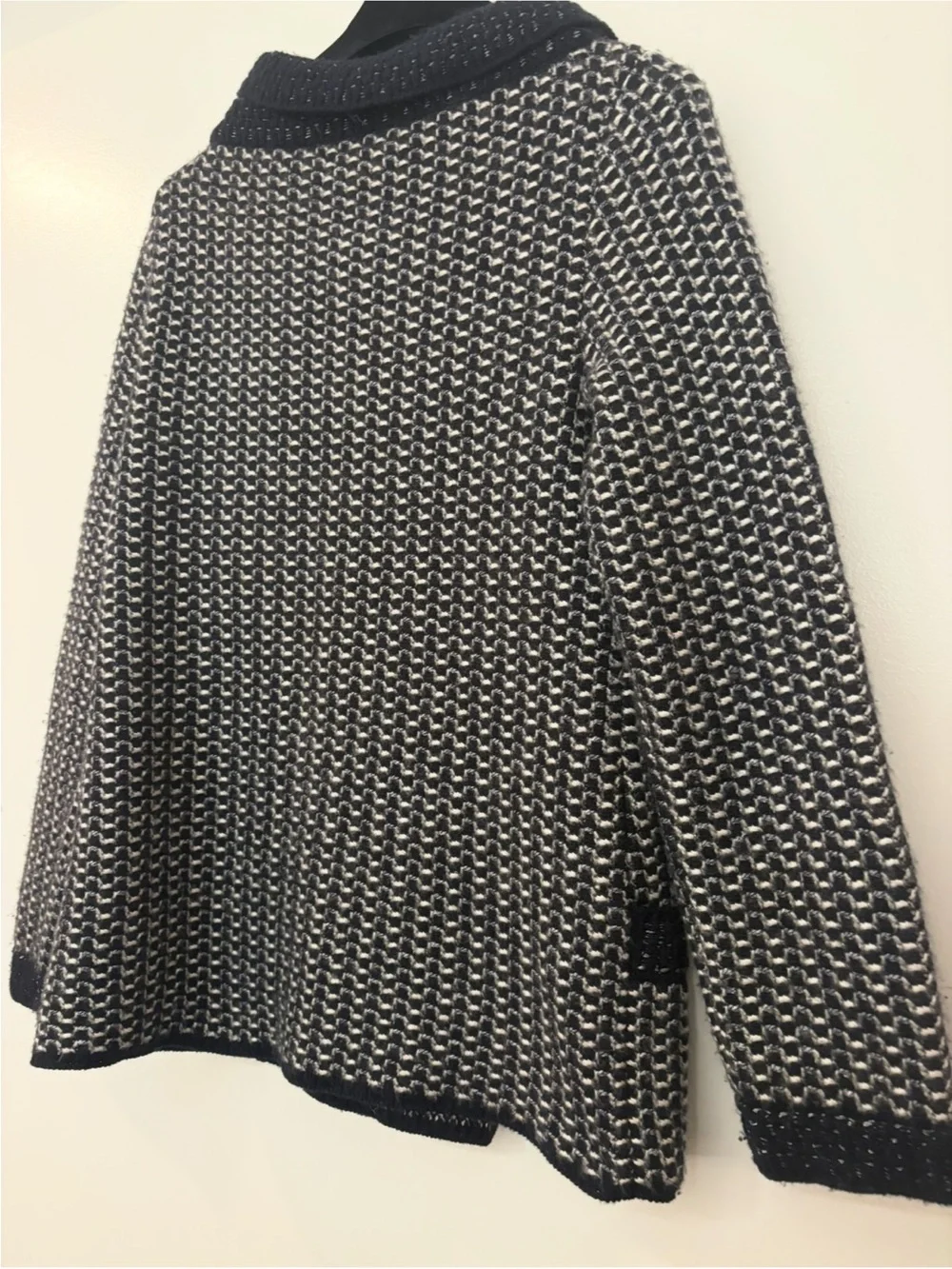 CHANEL Navy and Cream Cashmere Double-Breasted Pea Coat